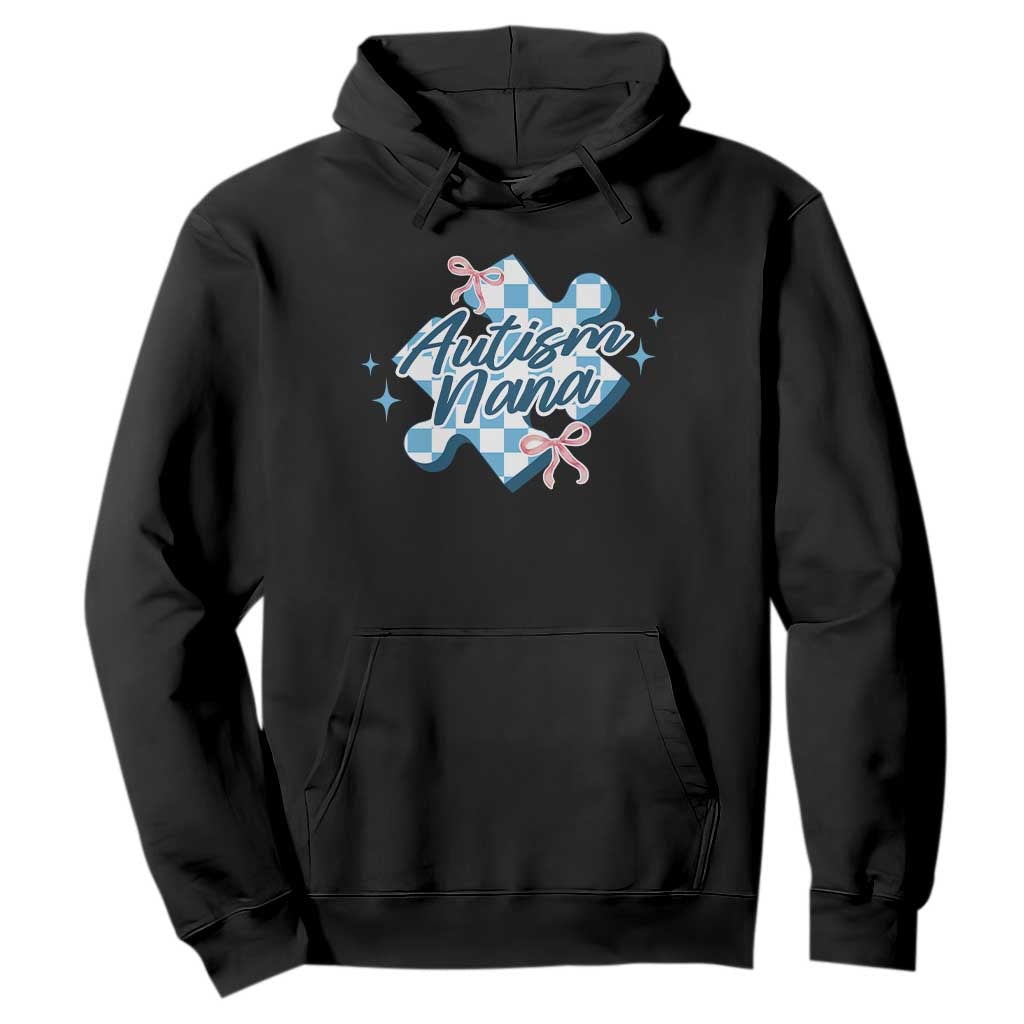 Autism Nana Coquette Puzzle Piece Pink Bow Hoodie