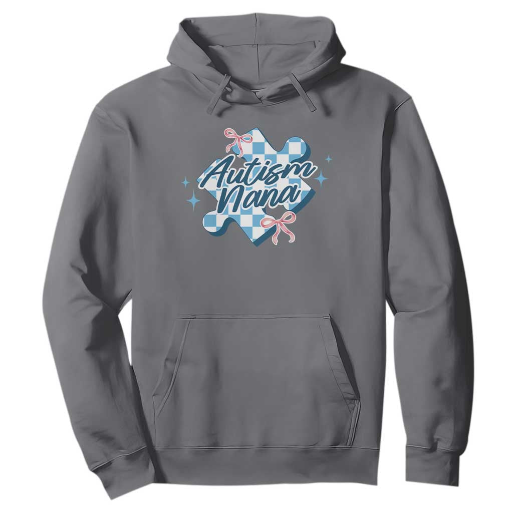 Autism Nana Coquette Puzzle Piece Pink Bow Hoodie