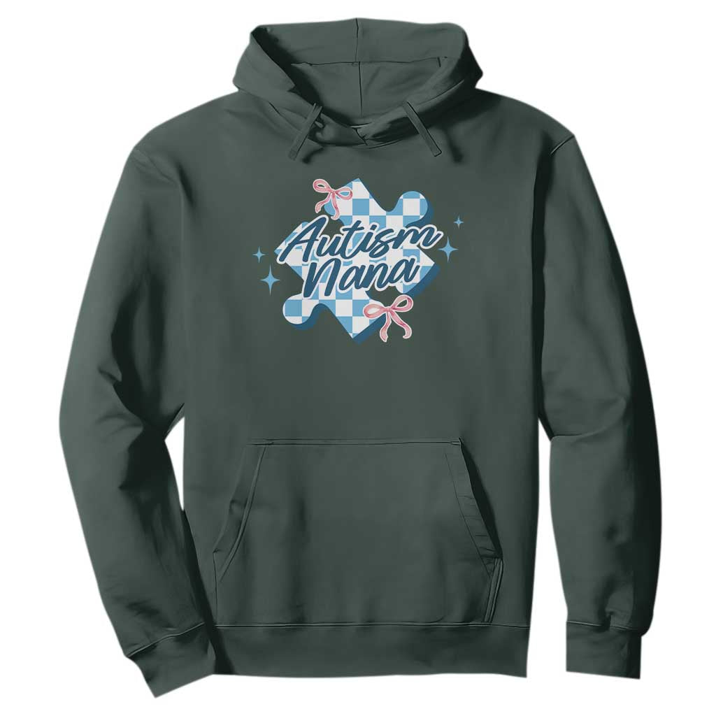 Autism Nana Coquette Puzzle Piece Pink Bow Hoodie