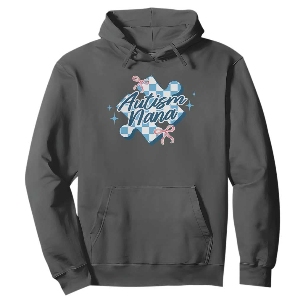 Autism Nana Coquette Puzzle Piece Pink Bow Hoodie