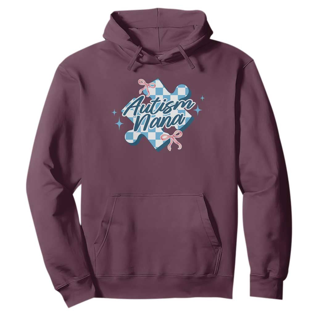 Autism Nana Coquette Puzzle Piece Pink Bow Hoodie