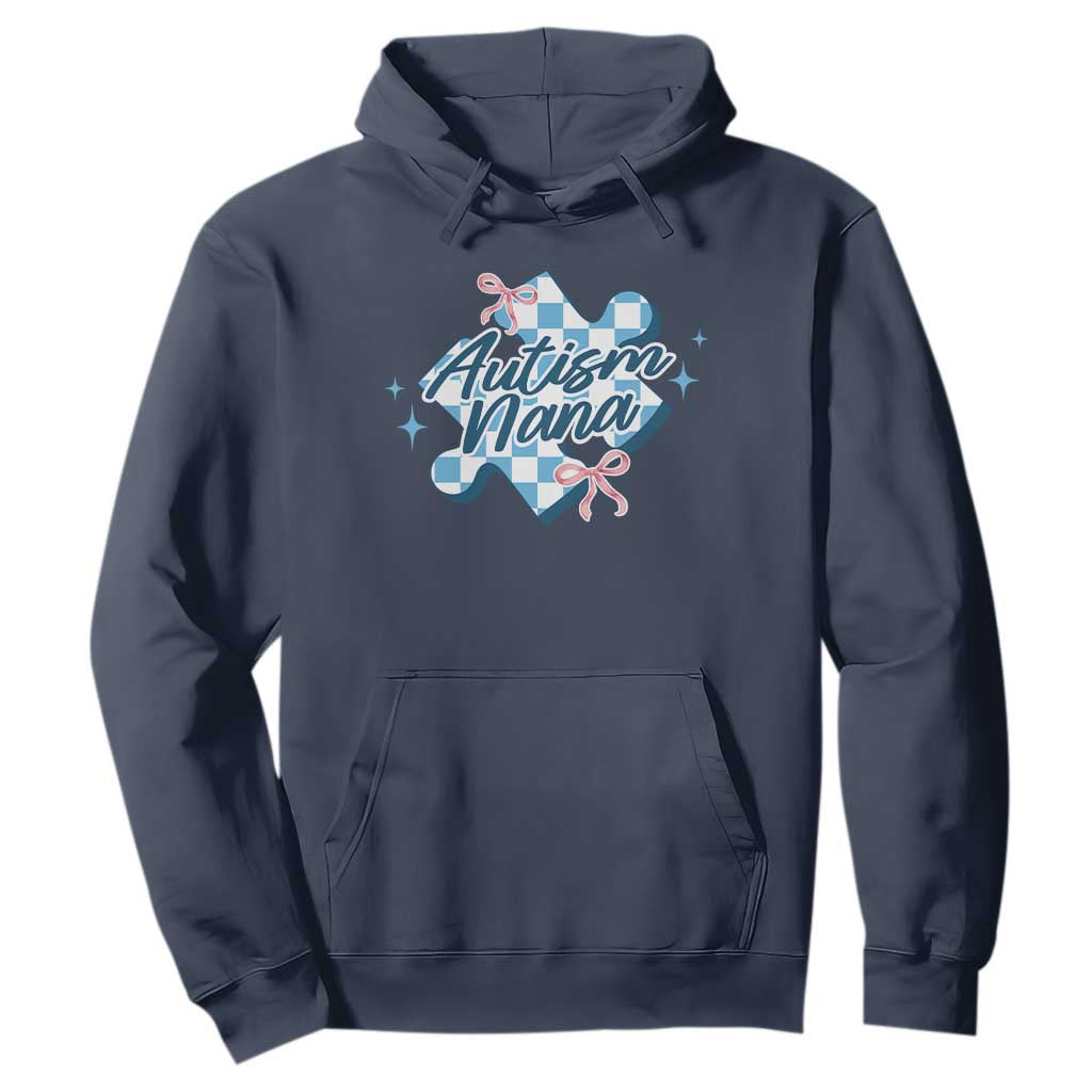 Autism Nana Coquette Puzzle Piece Pink Bow Hoodie