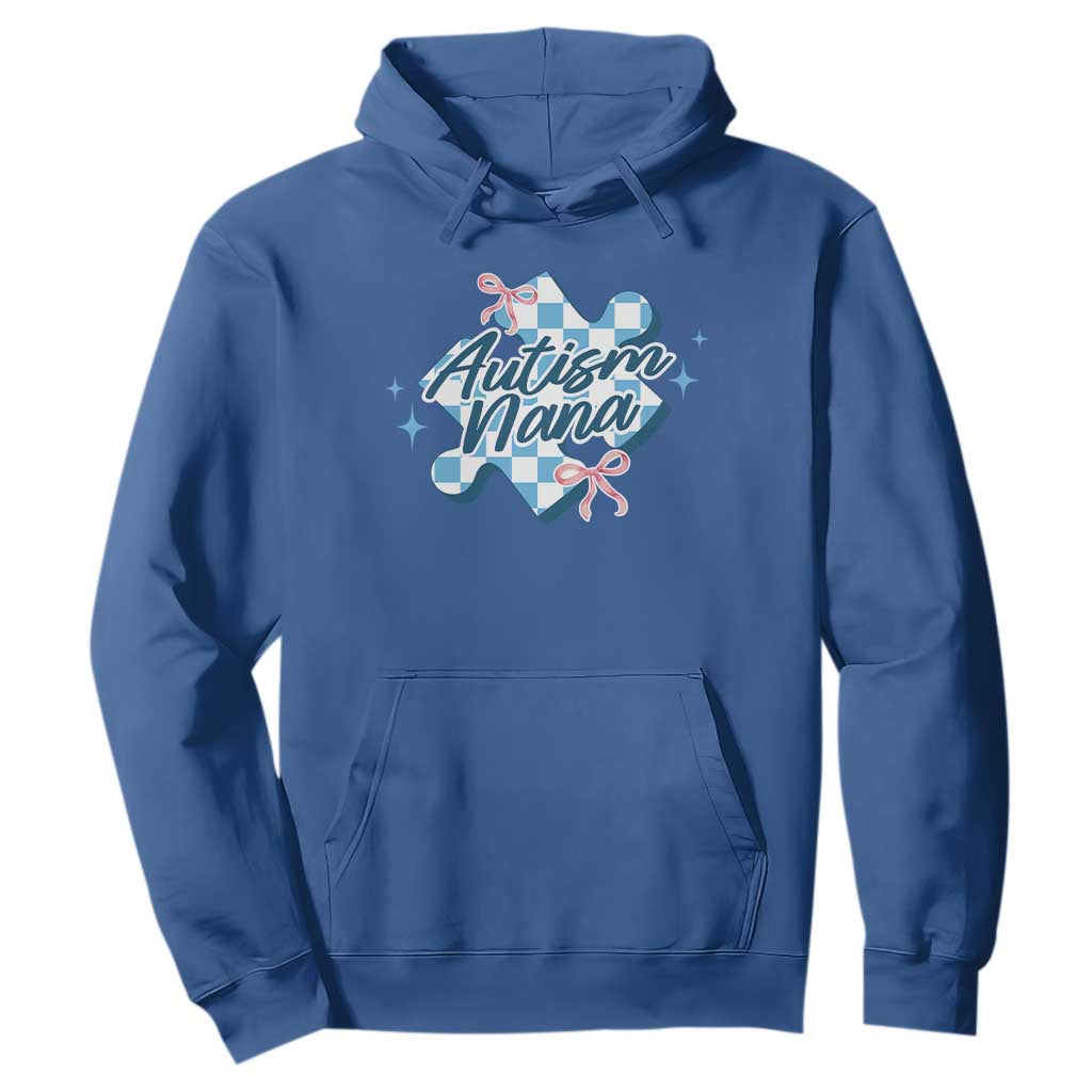 Autism Nana Coquette Puzzle Piece Pink Bow Hoodie