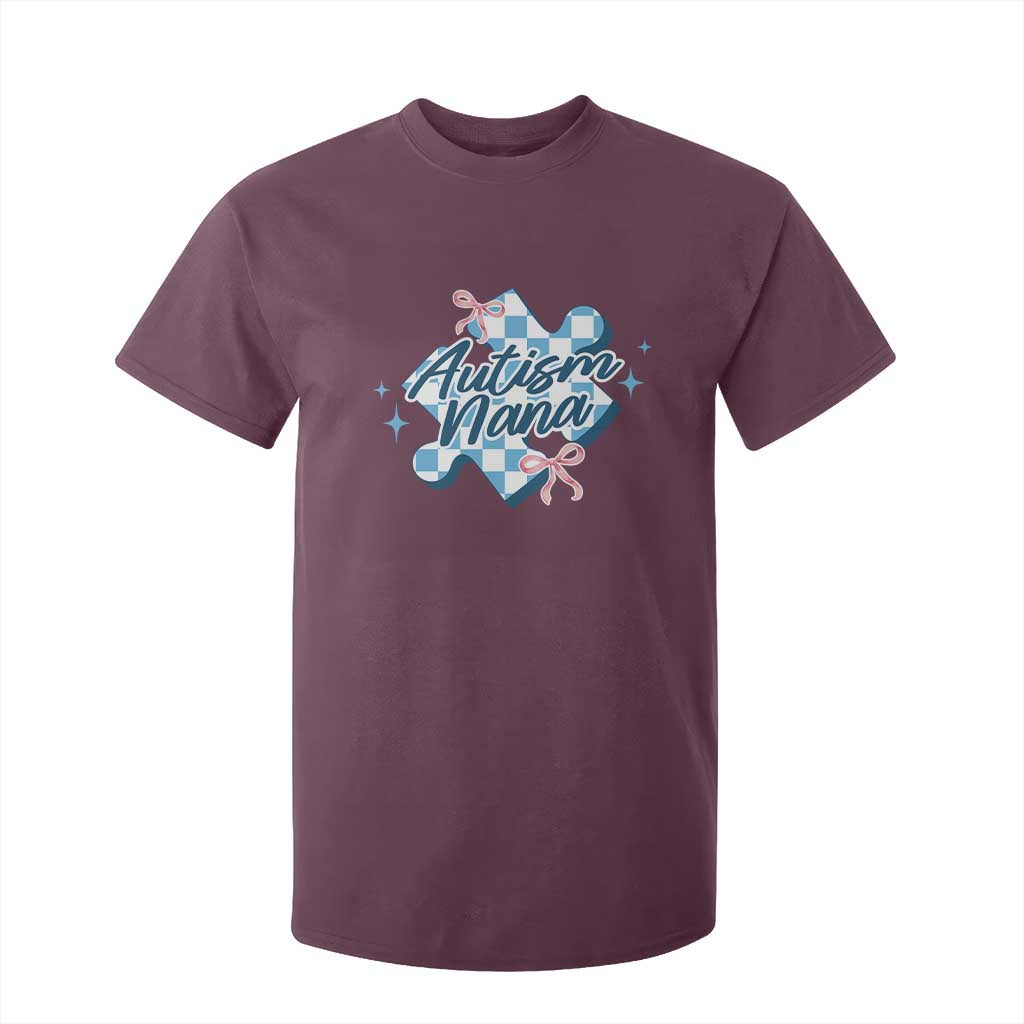Autism Nana Coquette Puzzle Piece Pink Bow T Shirt For Kid