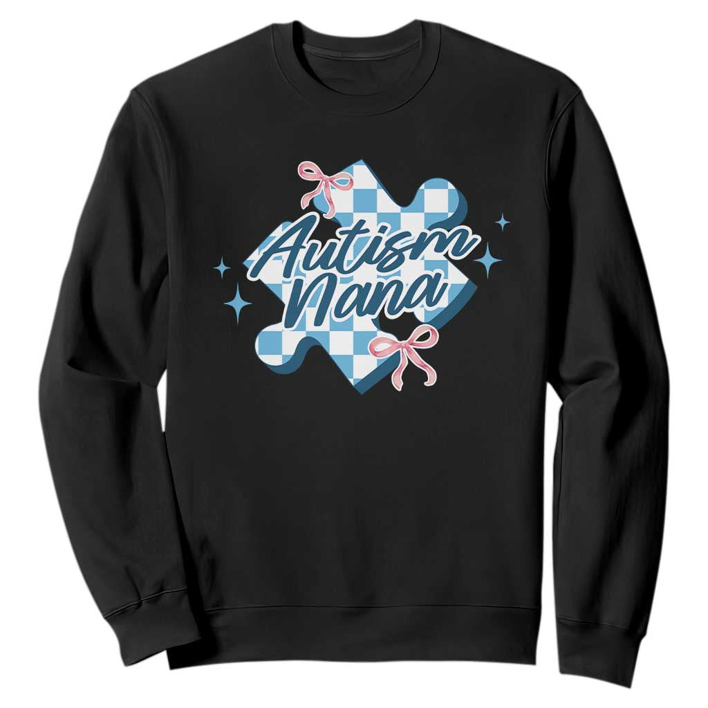 Autism Nana Coquette Puzzle Piece Pink Bow Sweatshirt