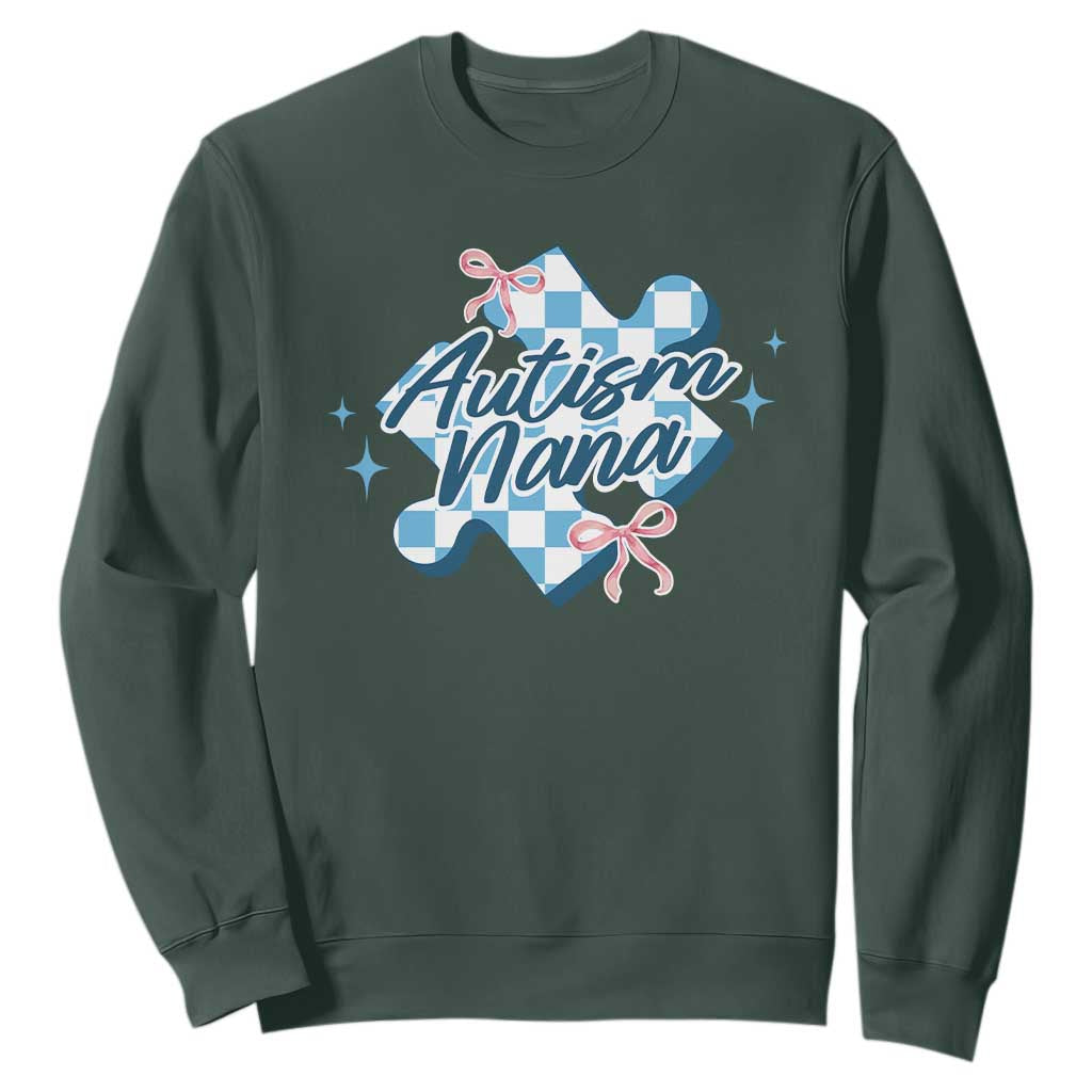Autism Nana Coquette Puzzle Piece Pink Bow Sweatshirt