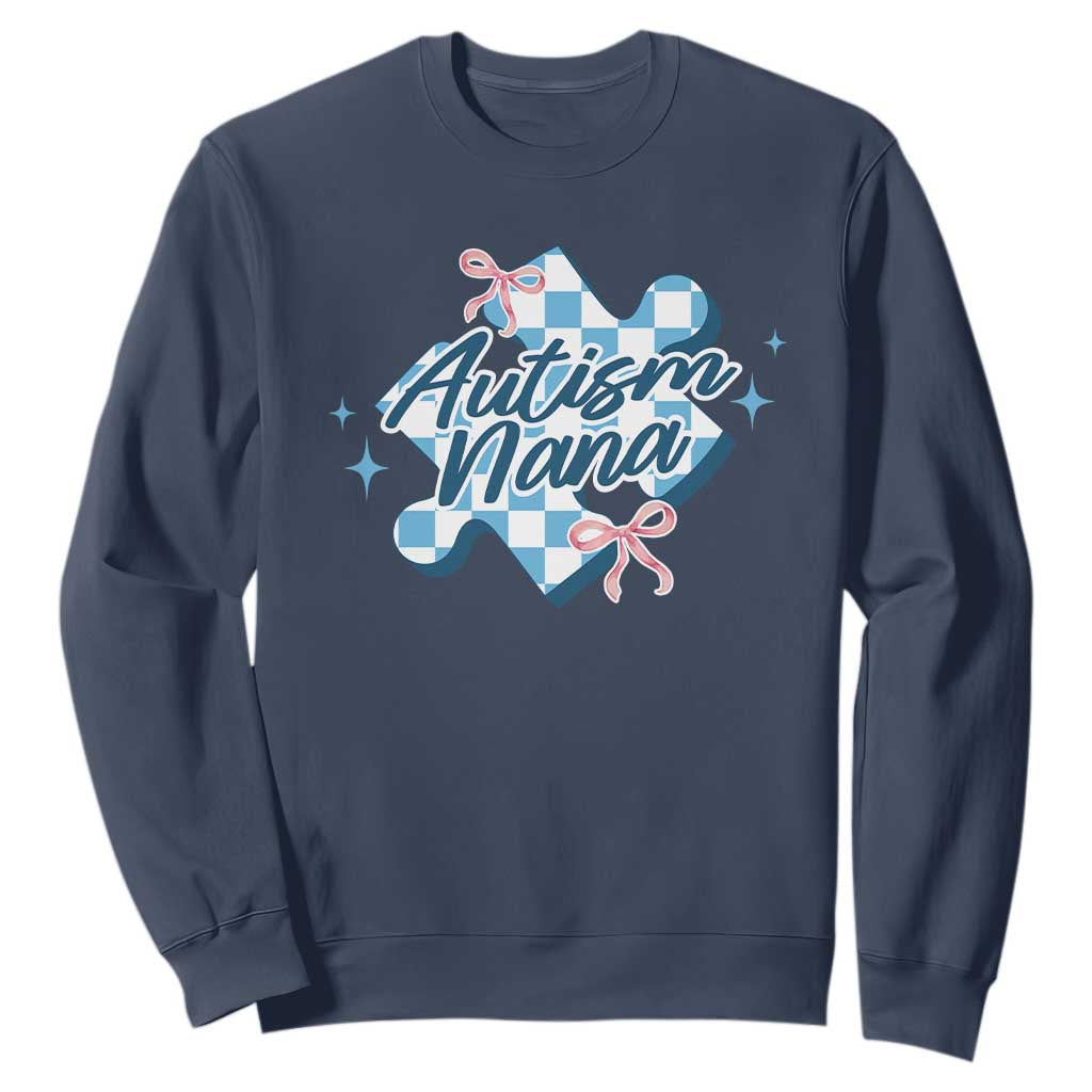 Autism Nana Coquette Puzzle Piece Pink Bow Sweatshirt