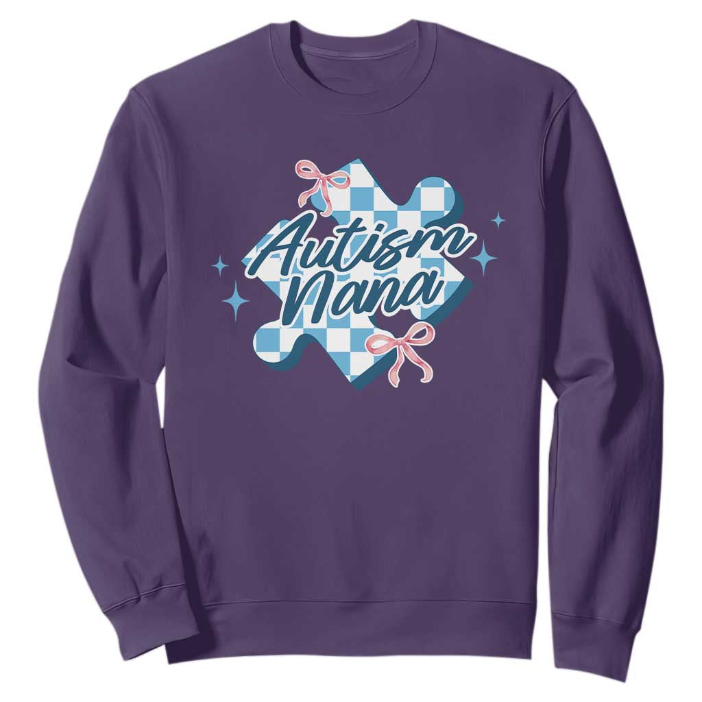 Autism Nana Coquette Puzzle Piece Pink Bow Sweatshirt