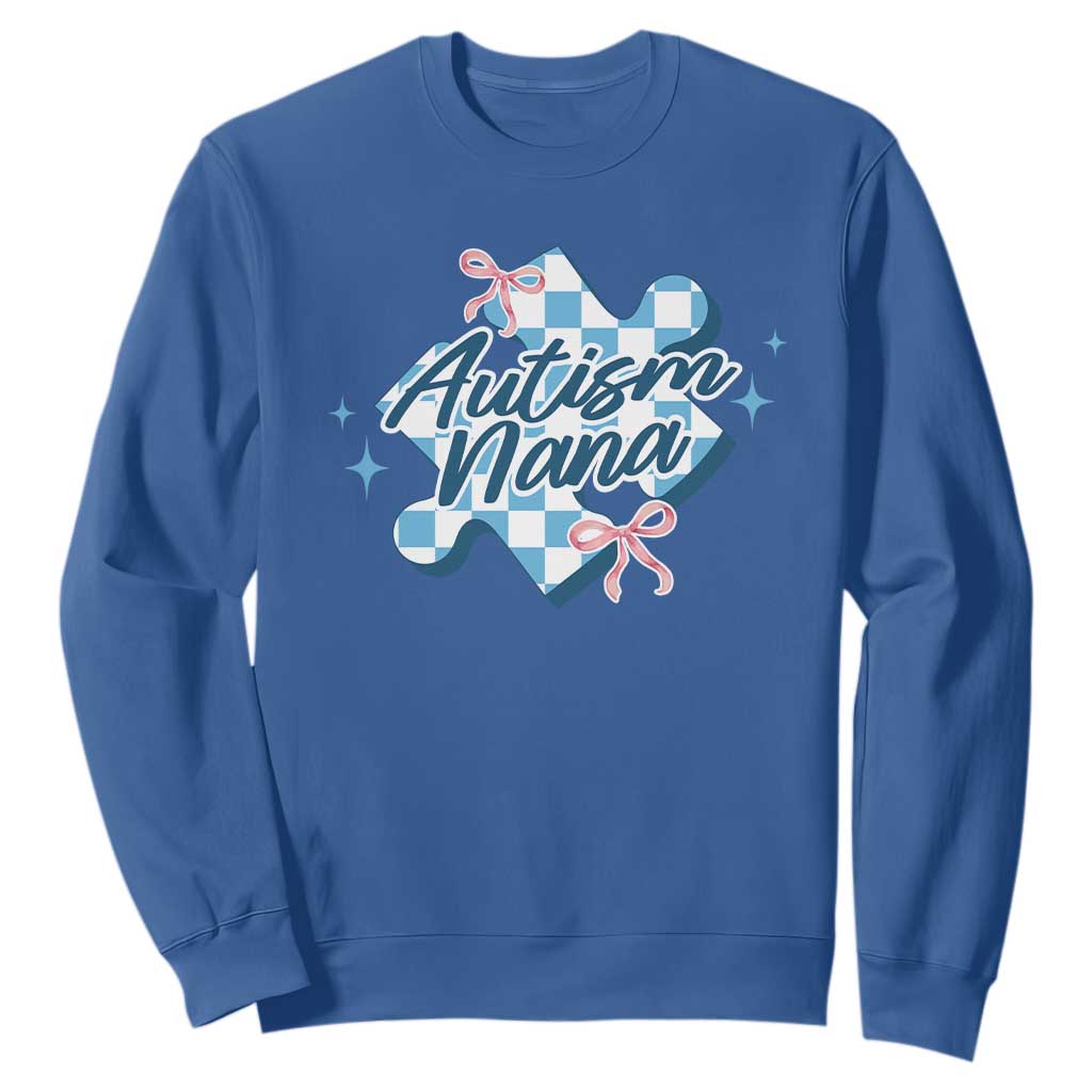 Autism Nana Coquette Puzzle Piece Pink Bow Sweatshirt
