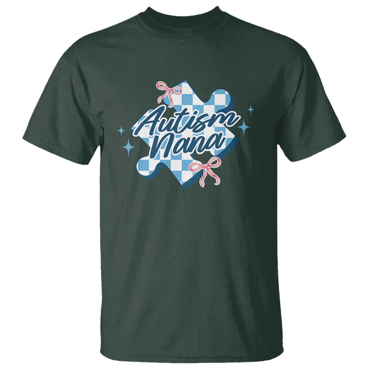 Autism Nana Coquette Puzzle Piece Pink Bow T Shirt