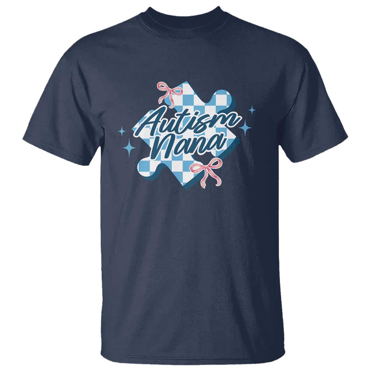 Autism Nana Coquette Puzzle Piece Pink Bow T Shirt