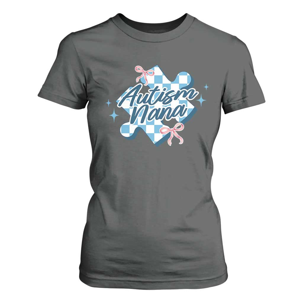 Autism Nana Coquette Puzzle Piece Pink Bow T Shirt For Women