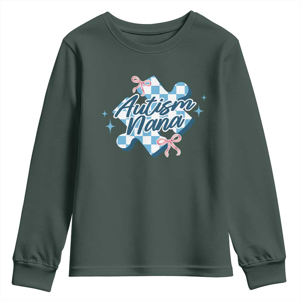 Autism Nana Coquette Puzzle Piece Pink Bow Youth Sweatshirt