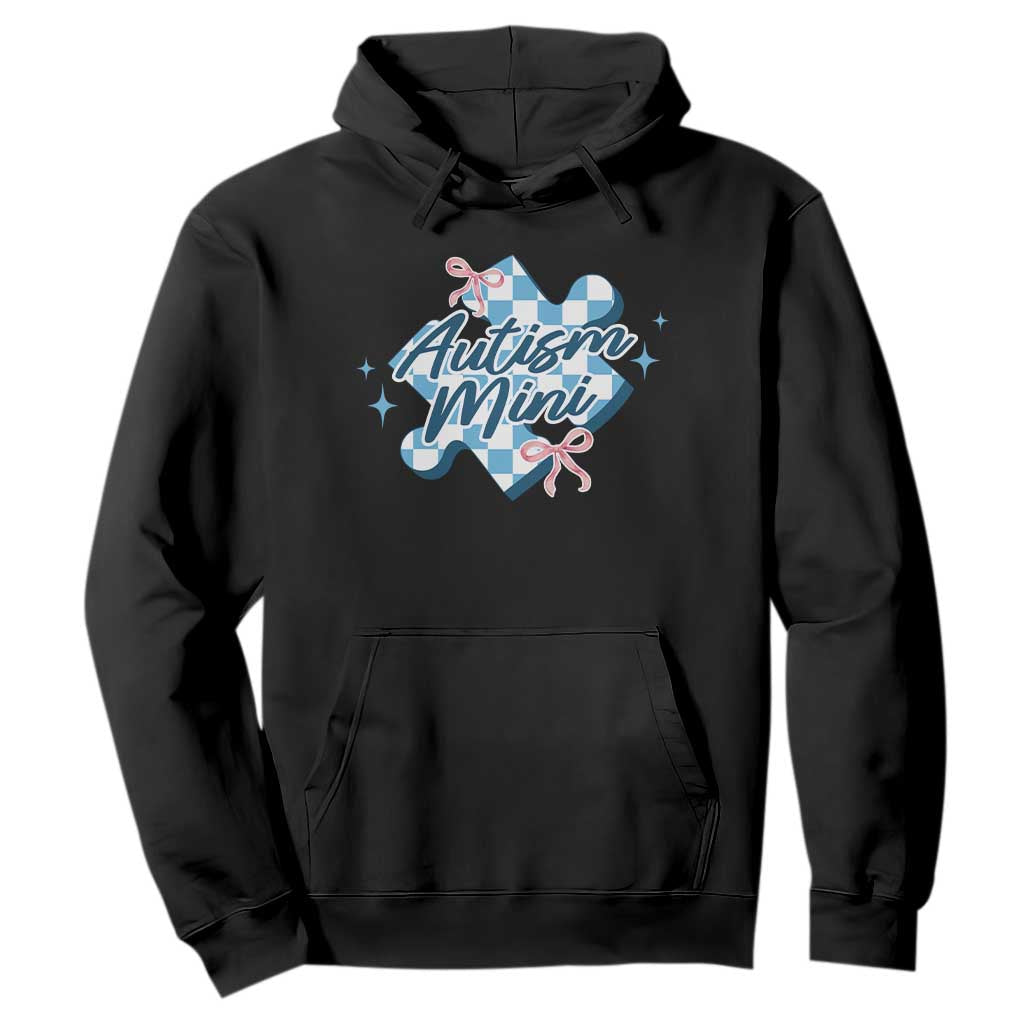 Autism Mini Coquette Puzzle Piece Pink Bow Hoodie