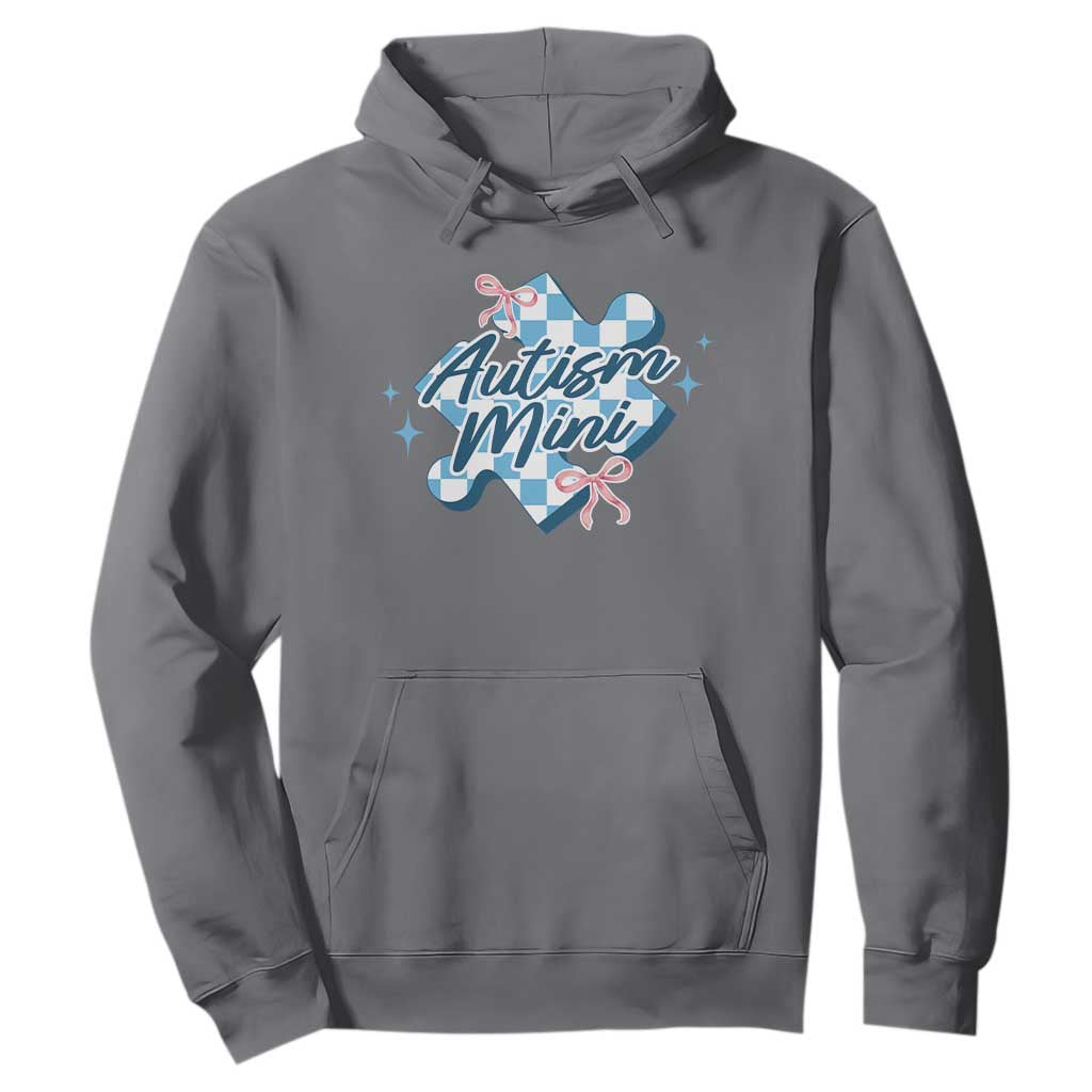Autism Mini Coquette Puzzle Piece Pink Bow Hoodie