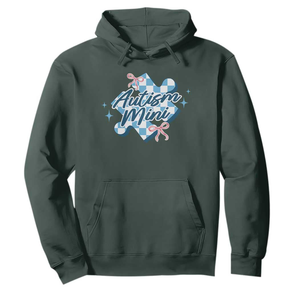 Autism Mini Coquette Puzzle Piece Pink Bow Hoodie