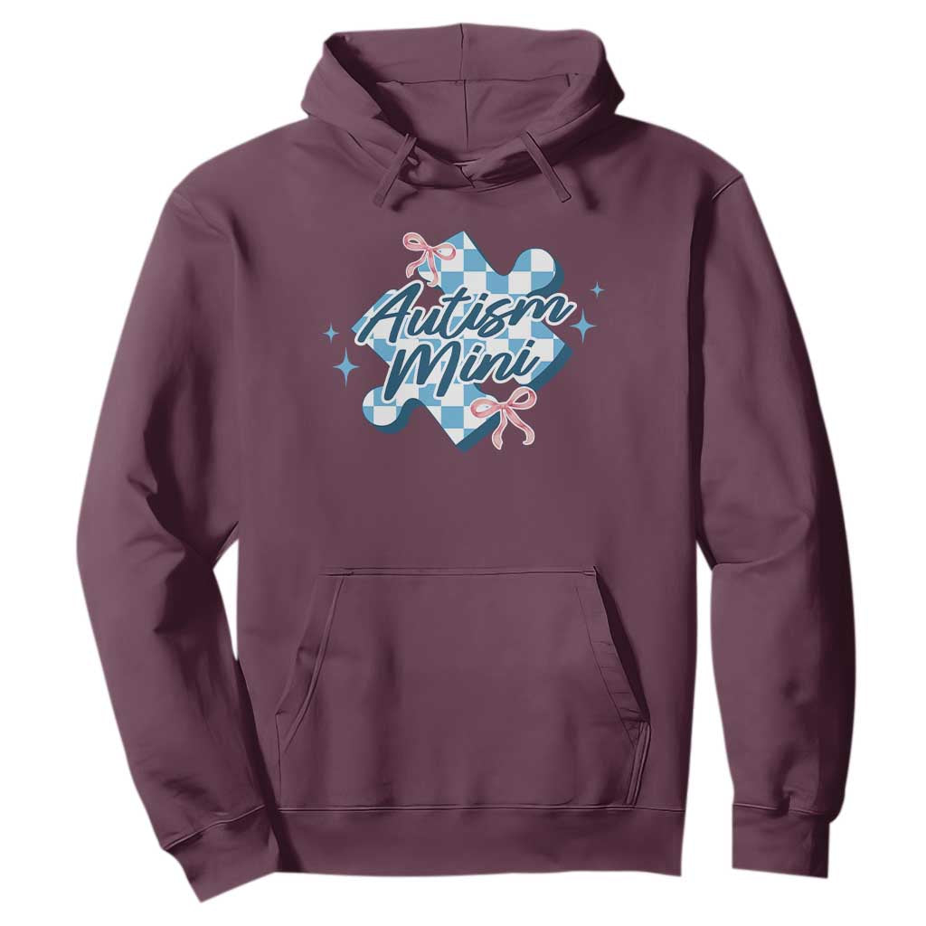 Autism Mini Coquette Puzzle Piece Pink Bow Hoodie
