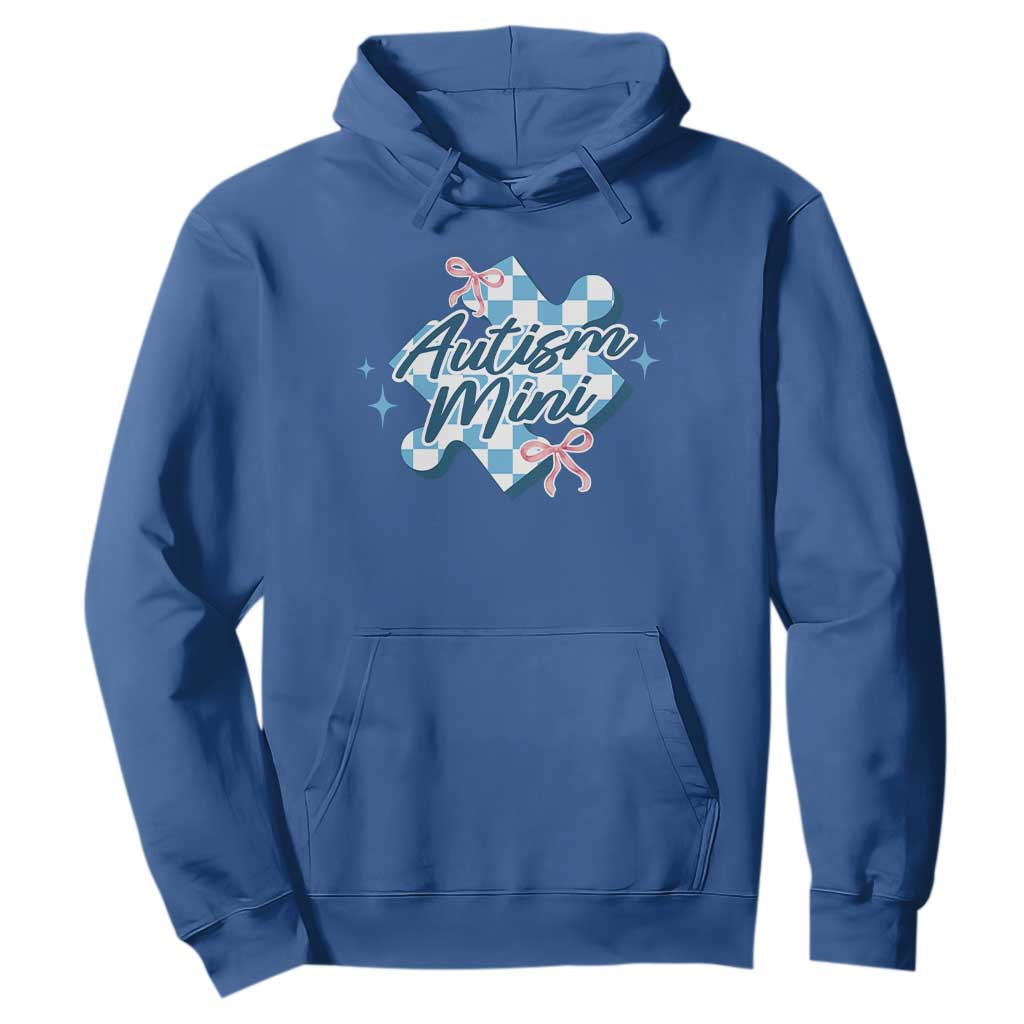 Autism Mini Coquette Puzzle Piece Pink Bow Hoodie