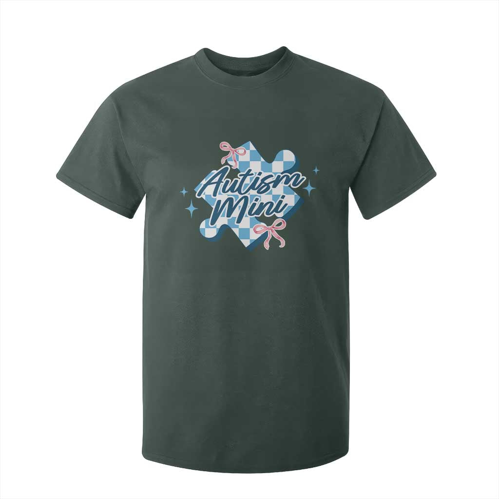 Autism Mini Coquette Puzzle Piece Pink Bow T Shirt For Kid