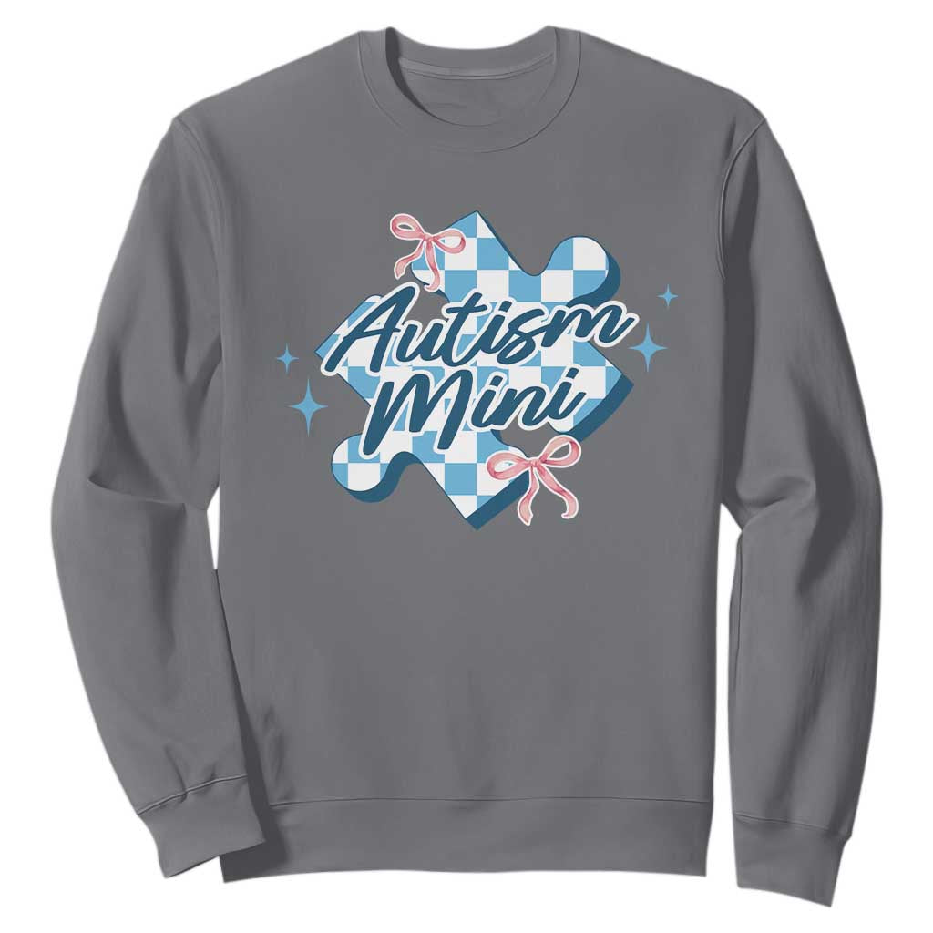 Autism Mini Coquette Puzzle Piece Pink Bow Sweatshirt