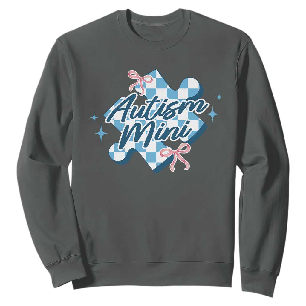 Autism Mini Coquette Puzzle Piece Pink Bow Sweatshirt