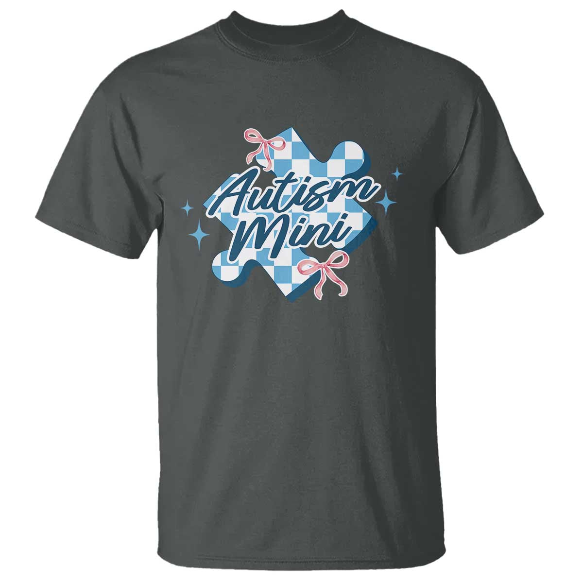 Autism Mini Coquette Puzzle Piece Pink Bow T Shirt