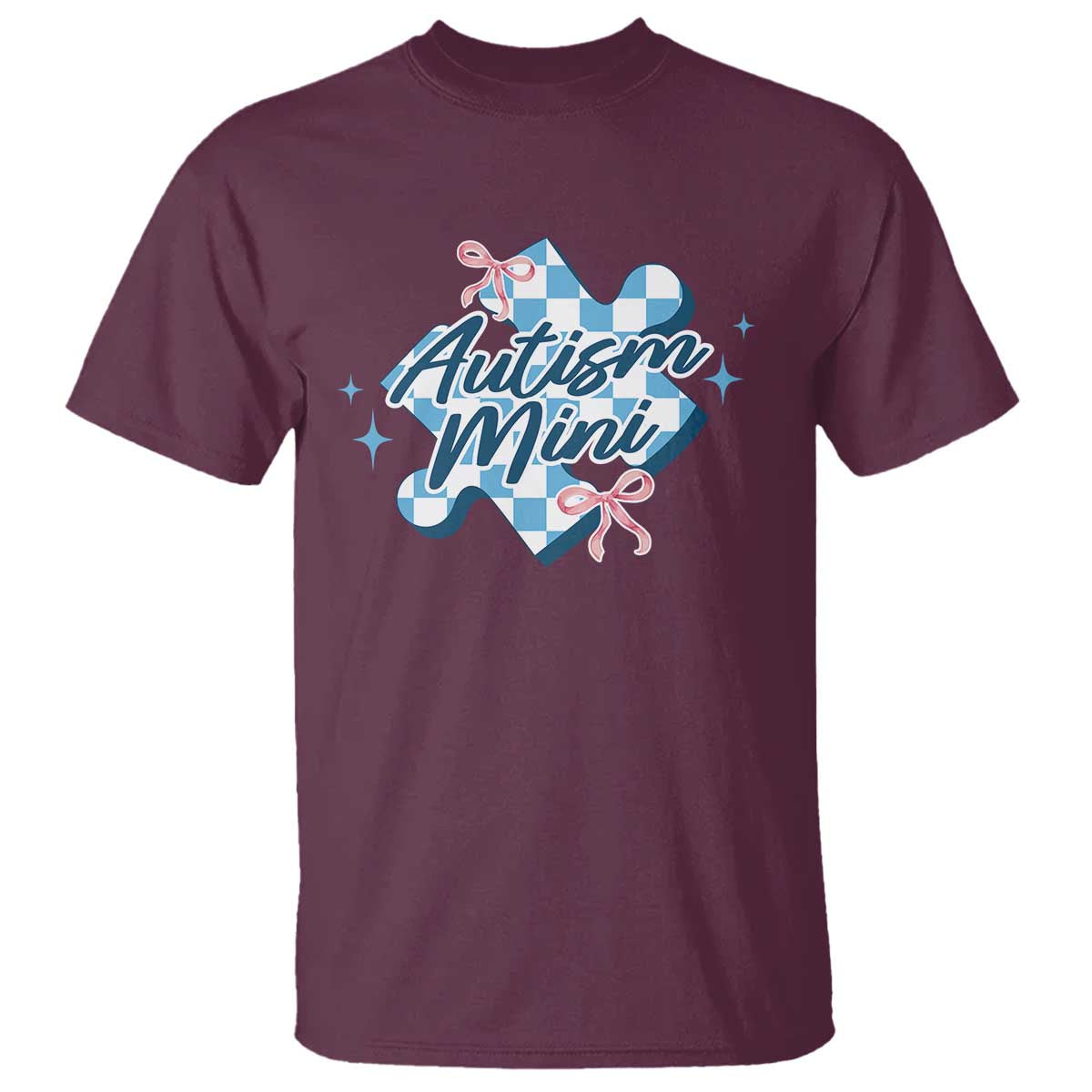 Autism Mini Coquette Puzzle Piece Pink Bow T Shirt