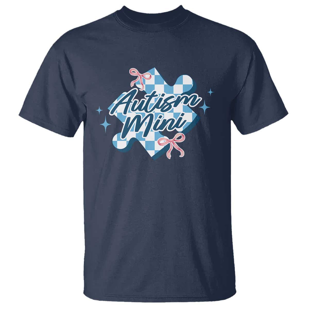 Autism Mini Coquette Puzzle Piece Pink Bow T Shirt