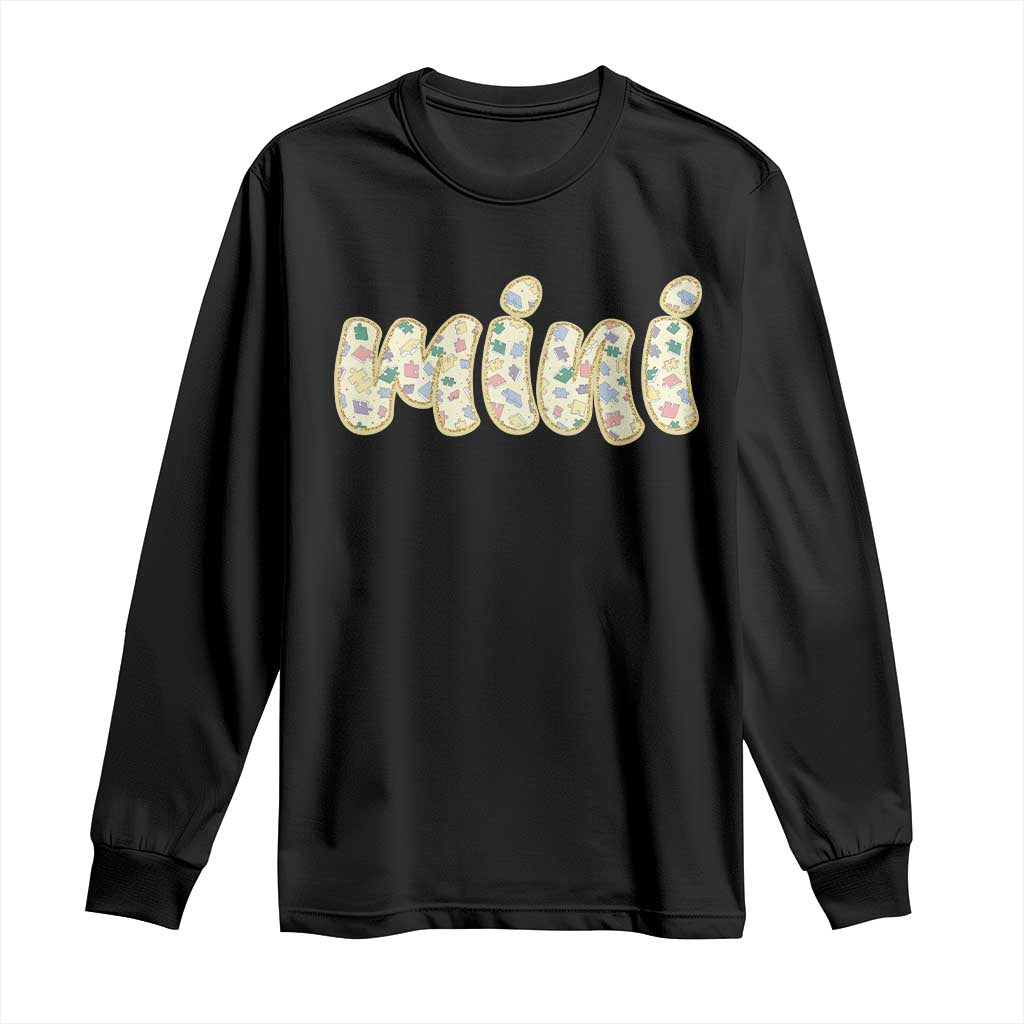 Autism Mini Long Sleeve Shirt Autism Support Mental Health Puzzle Glitter Print