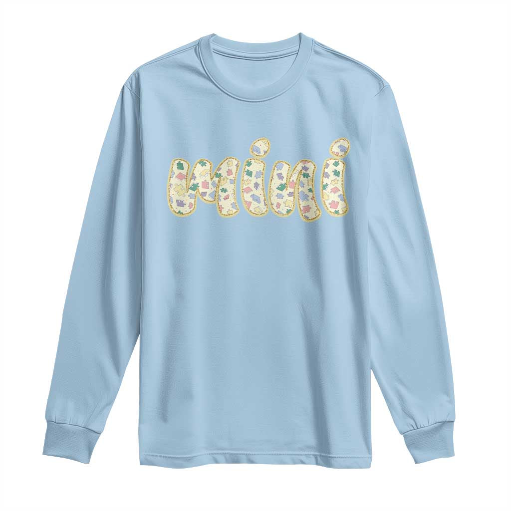 Autism Mini Long Sleeve Shirt Autism Support Mental Health Puzzle Glitter Print