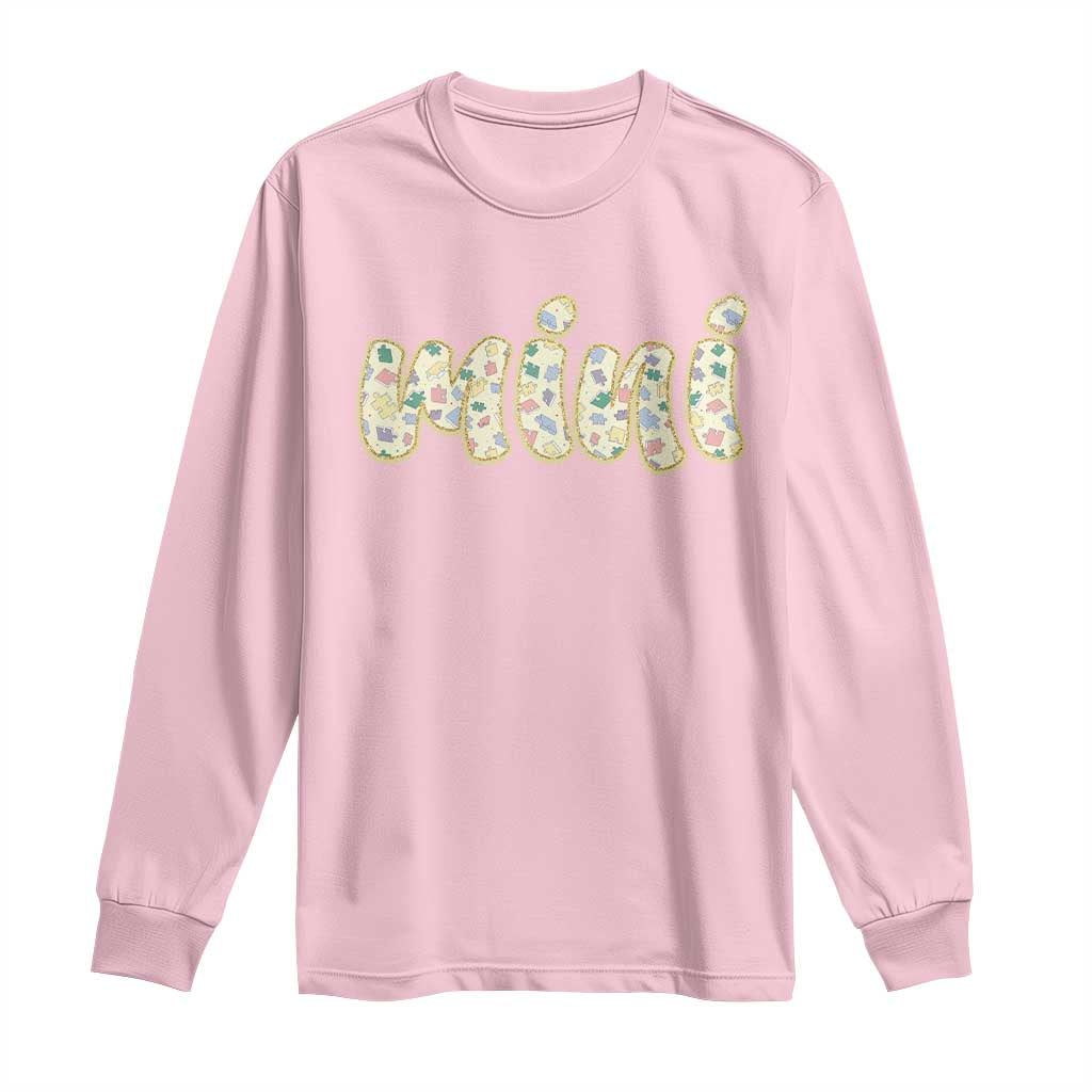 Autism Mini Long Sleeve Shirt Autism Support Mental Health Puzzle Glitter Print