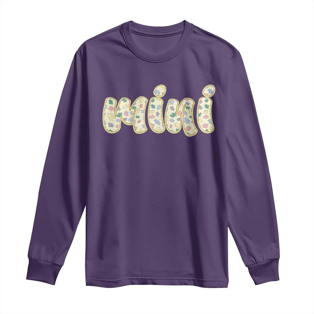 Autism Mini Long Sleeve Shirt Autism Support Mental Health Puzzle Glitter Print