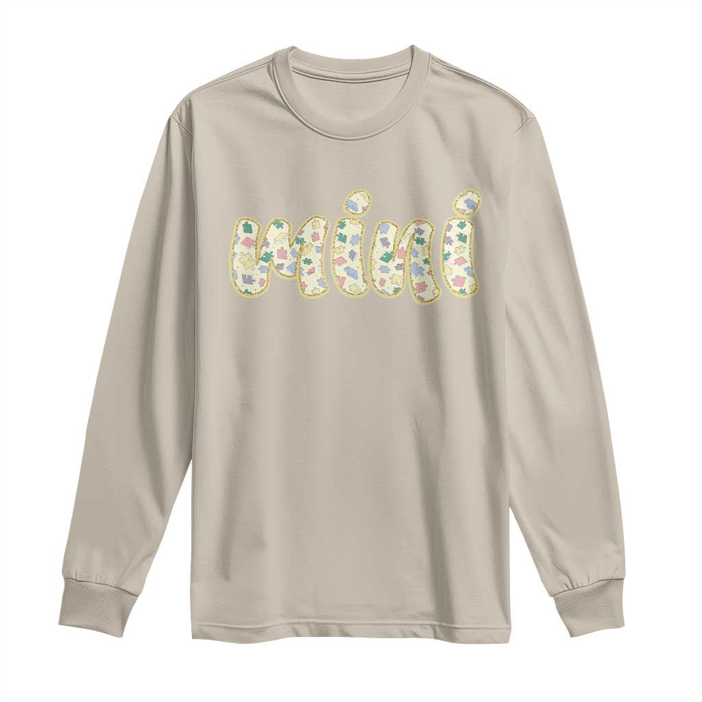 Autism Mini Long Sleeve Shirt Autism Support Mental Health Puzzle Glitter Print