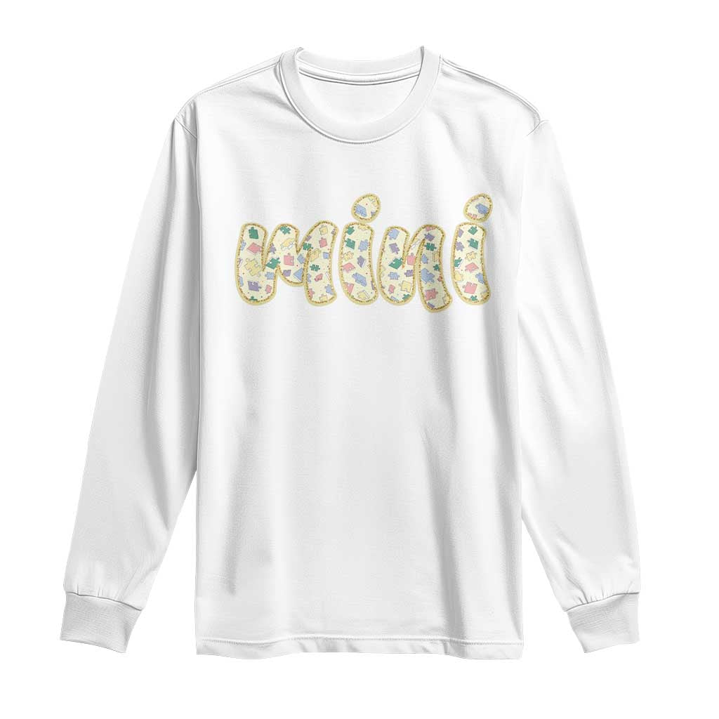 Autism Mini Long Sleeve Shirt Autism Support Mental Health Puzzle Glitter Print