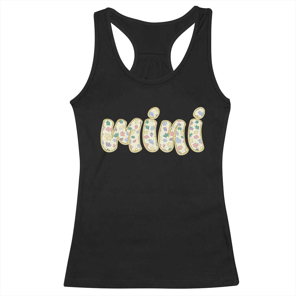 Autism Mini Racerback Tank Top Autism Support Mental Health Puzzle Glitter Print