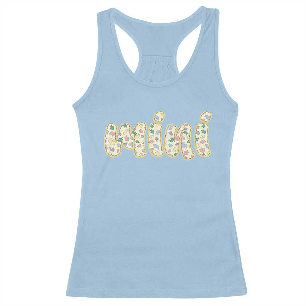 Autism Mini Racerback Tank Top Autism Support Mental Health Puzzle Glitter Print