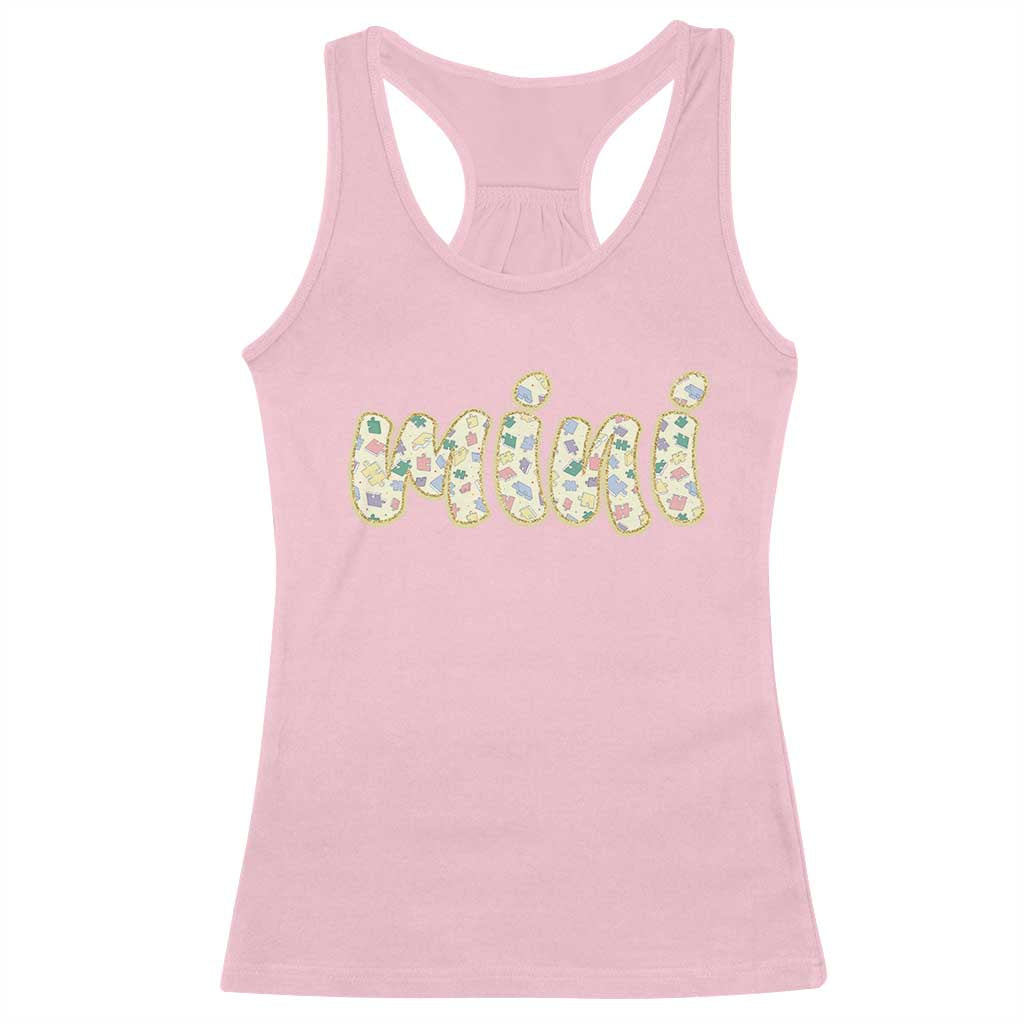 Autism Mini Racerback Tank Top Autism Support Mental Health Puzzle Glitter Print