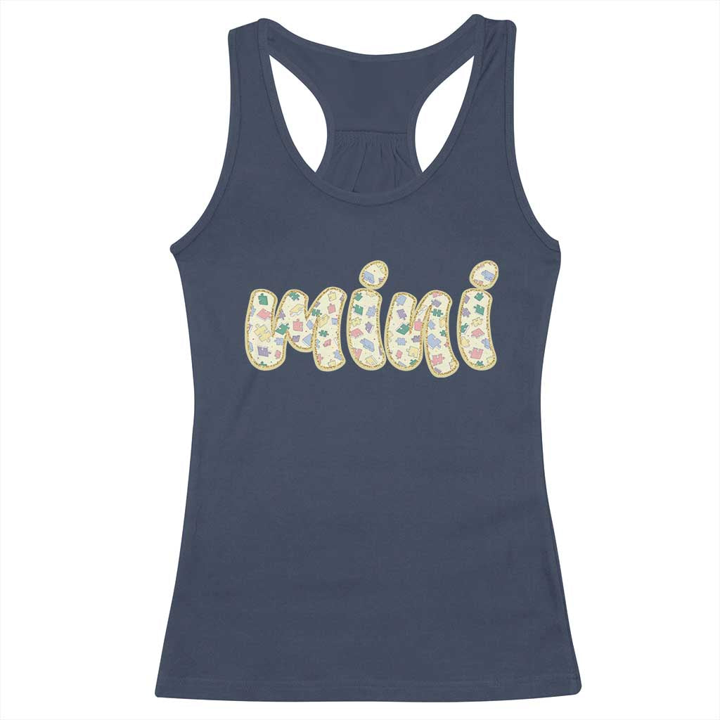Autism Mini Racerback Tank Top Autism Support Mental Health Puzzle Glitter Print