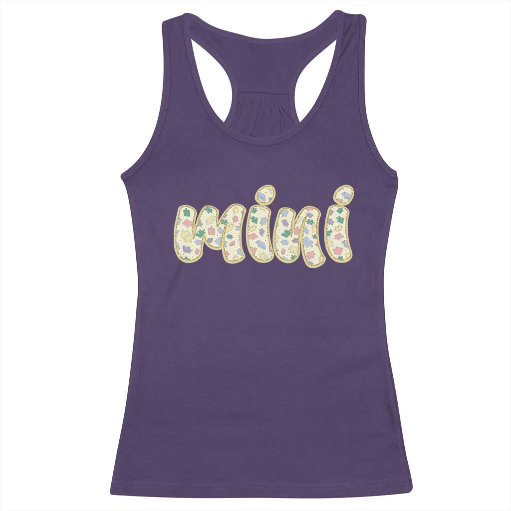 Autism Mini Racerback Tank Top Autism Support Mental Health Puzzle Glitter Print