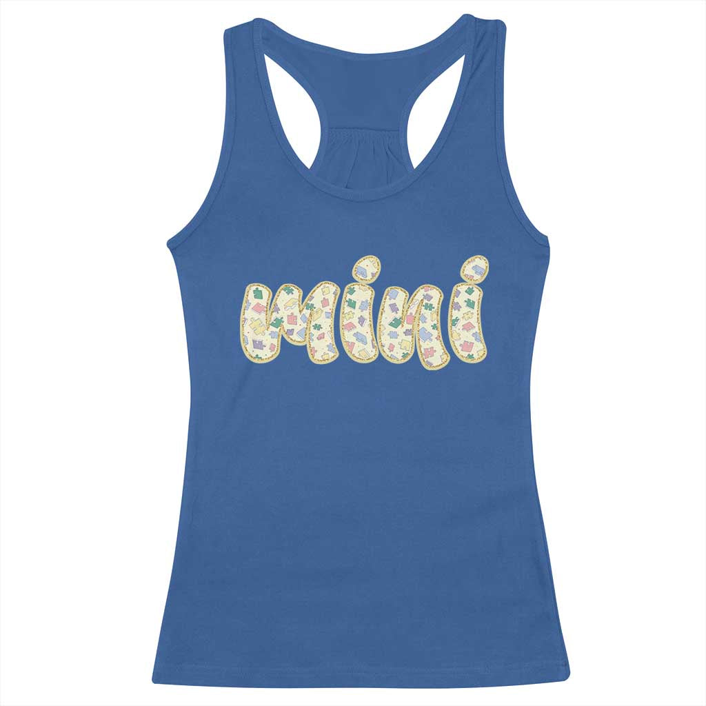 Autism Mini Racerback Tank Top Autism Support Mental Health Puzzle Glitter Print