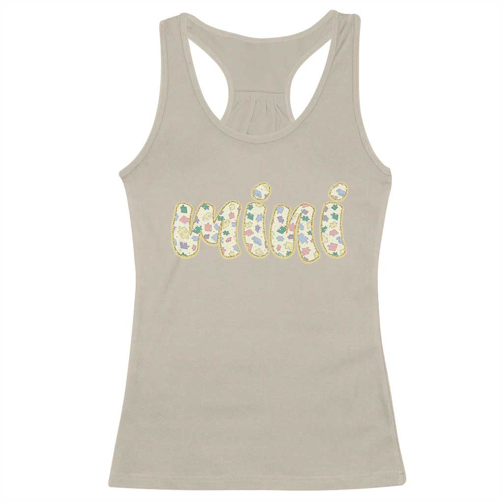 Autism Mini Racerback Tank Top Autism Support Mental Health Puzzle Glitter Print