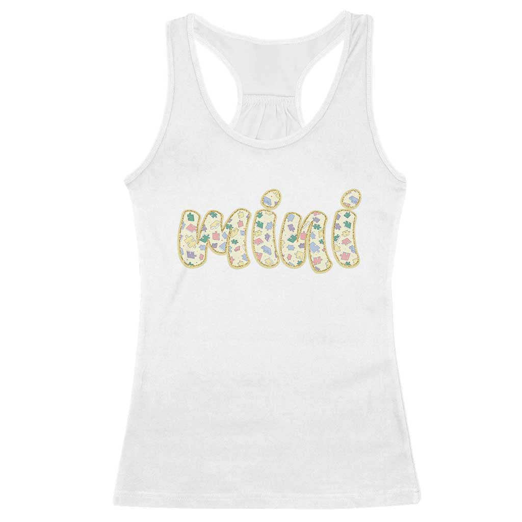 Autism Mini Racerback Tank Top Autism Support Mental Health Puzzle Glitter Print