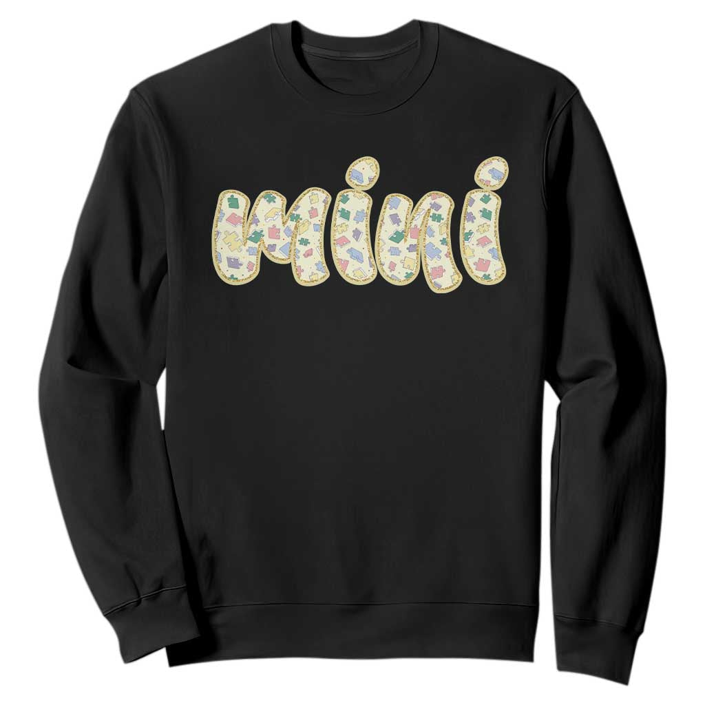 Autism Mini Sweatshirt Autism Support Mental Health Puzzle Glitter Print