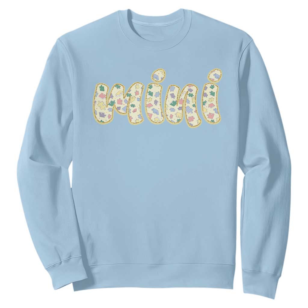 Autism Mini Sweatshirt Autism Support Mental Health Puzzle Glitter Print