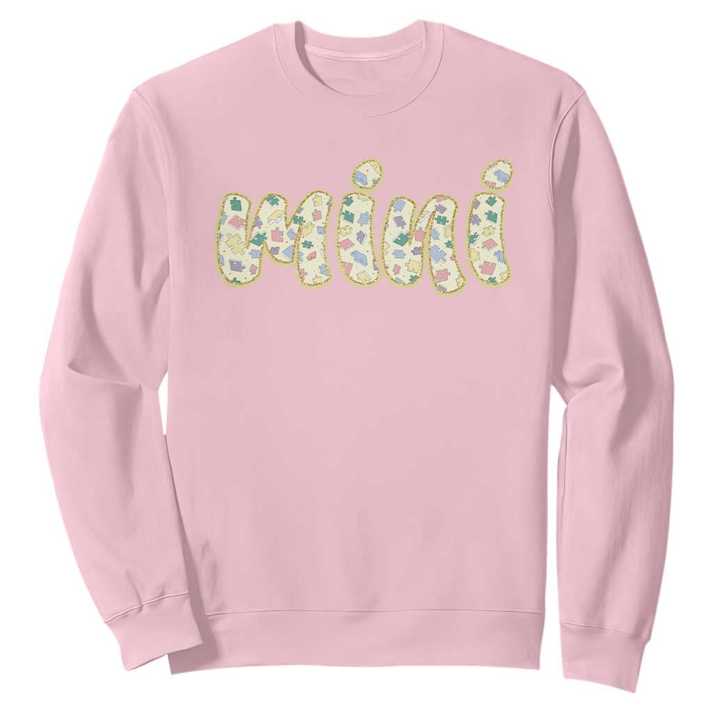 Autism Mini Sweatshirt Autism Support Mental Health Puzzle Glitter Print