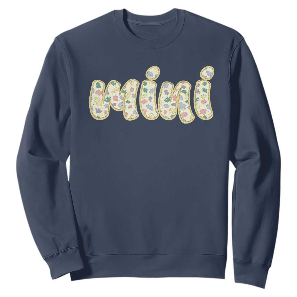 Autism Mini Sweatshirt Autism Support Mental Health Puzzle Glitter Print