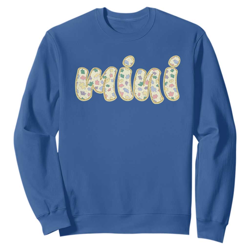 Autism Mini Sweatshirt Autism Support Mental Health Puzzle Glitter Print