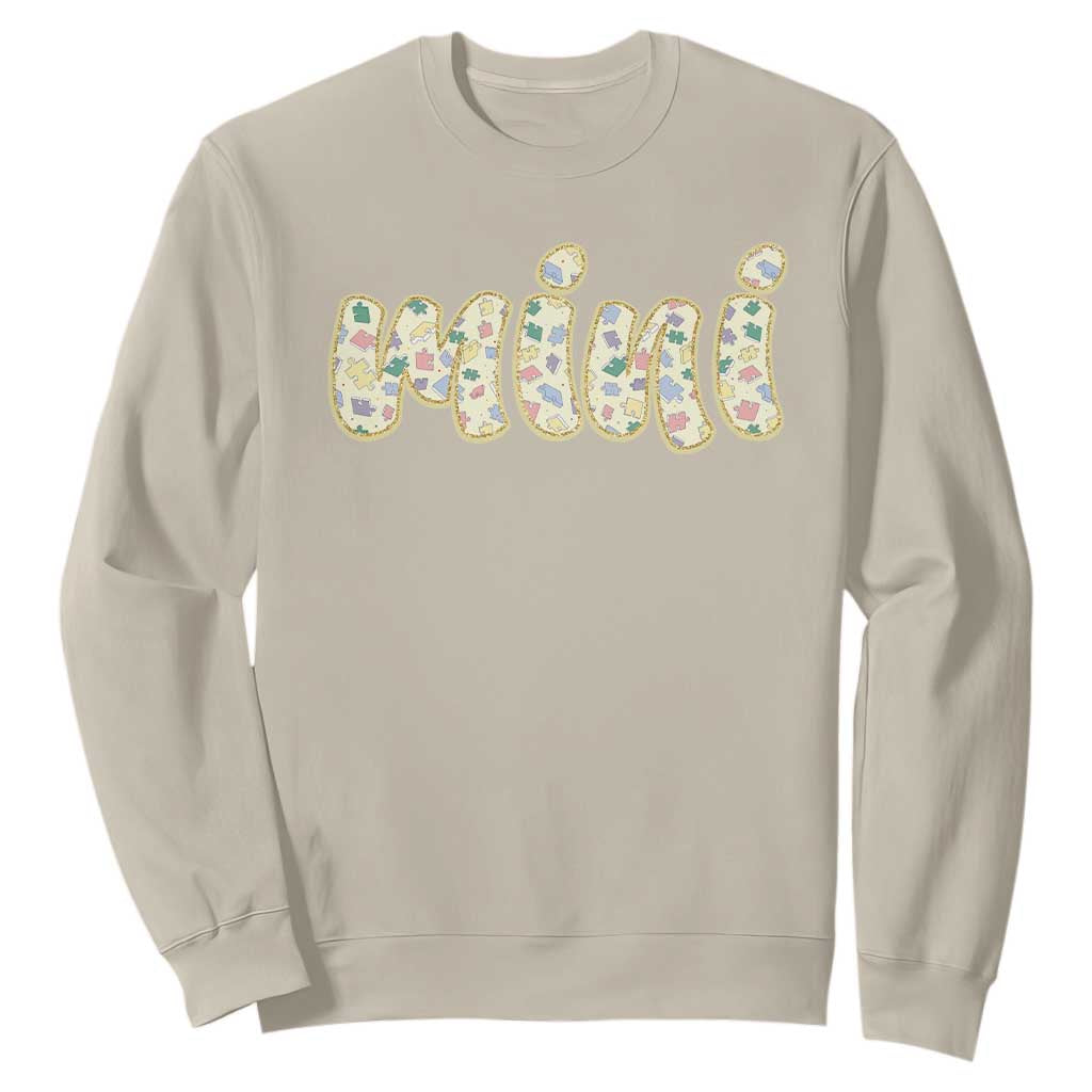 Autism Mini Sweatshirt Autism Support Mental Health Puzzle Glitter Print