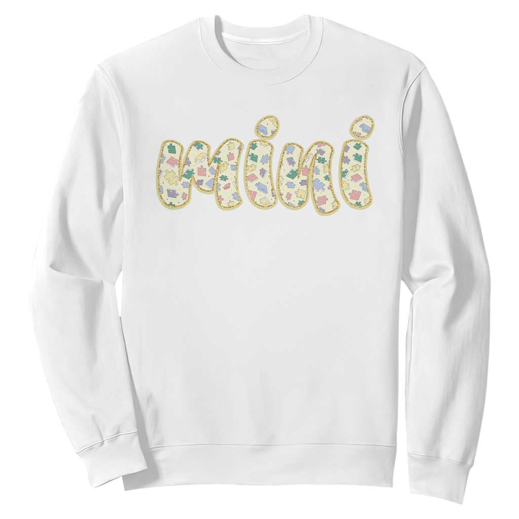 Autism Mini Sweatshirt Autism Support Mental Health Puzzle Glitter Print
