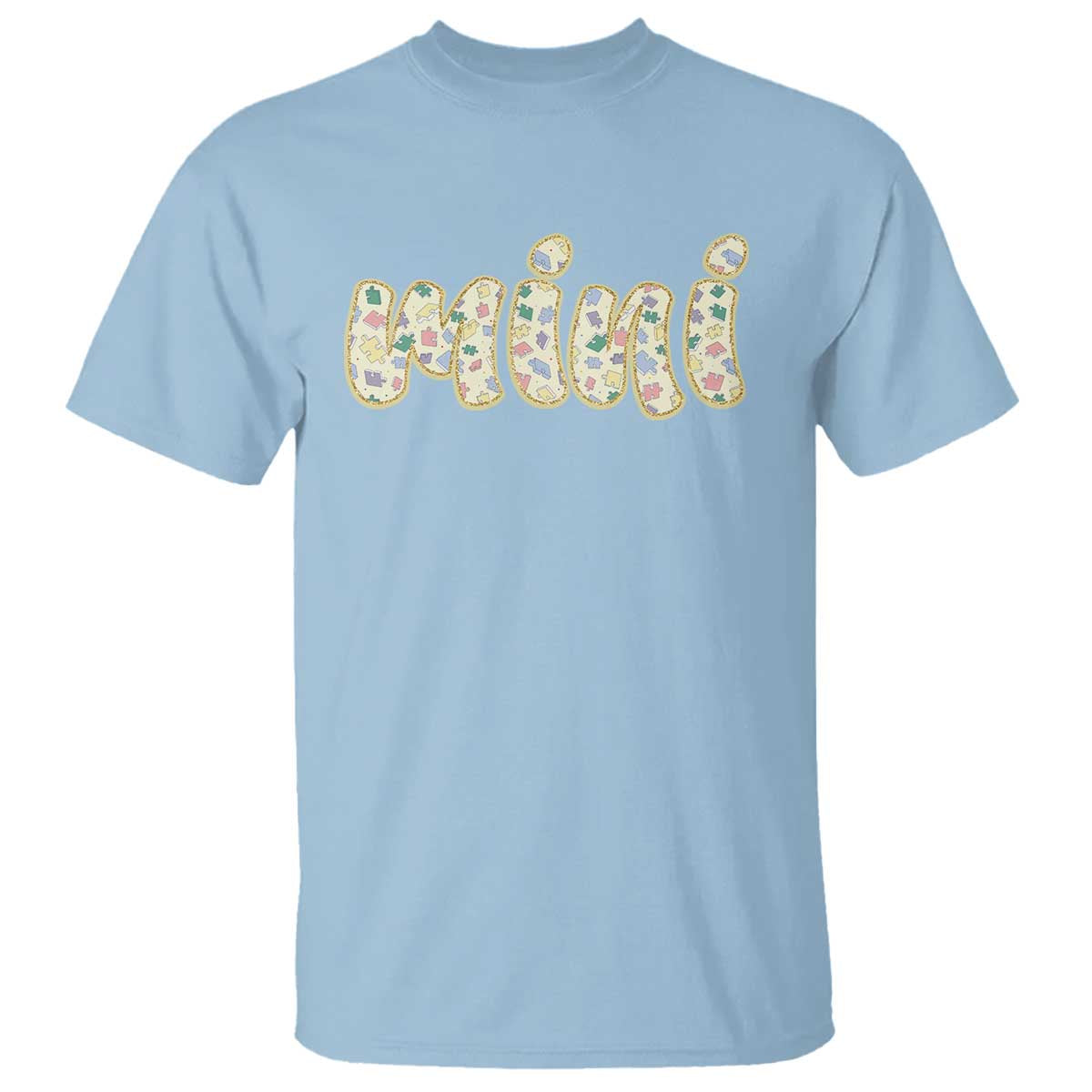Autism Mini T Shirt Autism Support Mental Health Puzzle Glitter Print
